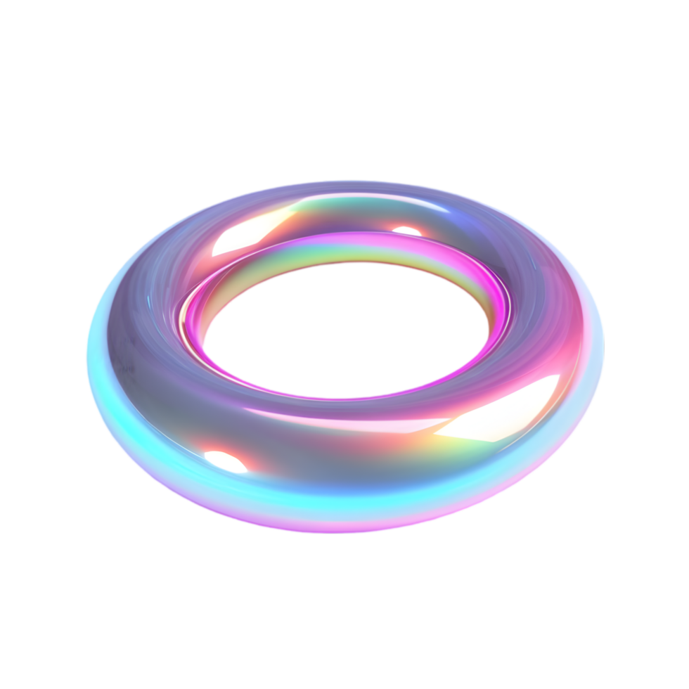 Abstract 3D Iridescent Holographic Torus Ring png