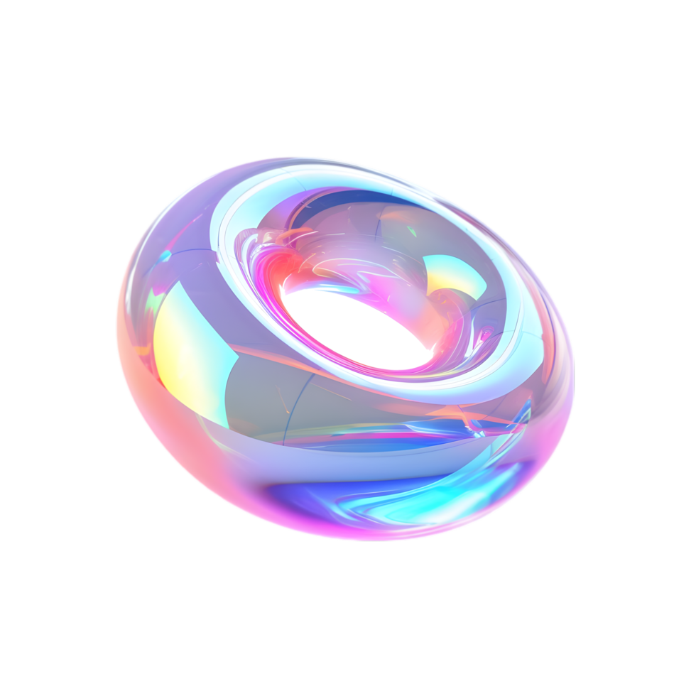 Abstract 3D Render Iridescent Torus png