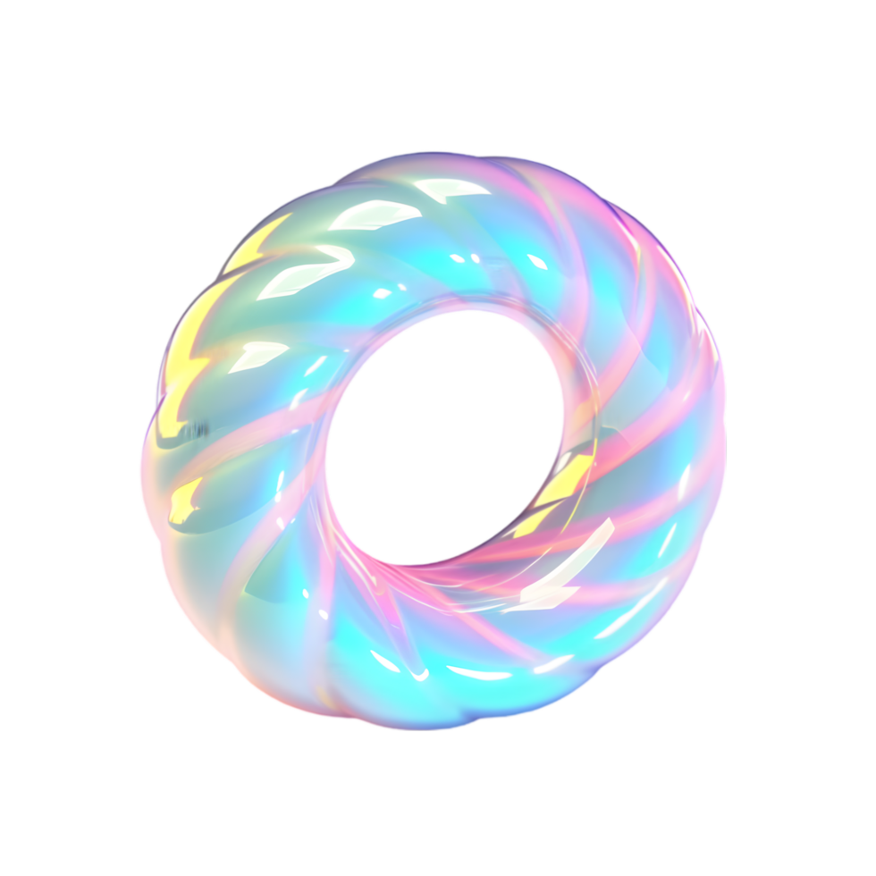 Abstract 3D Render Iridescent Twisted Torus png