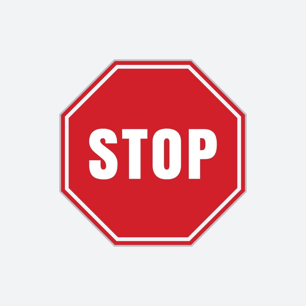 Red stop sign icon with text flat icon vector