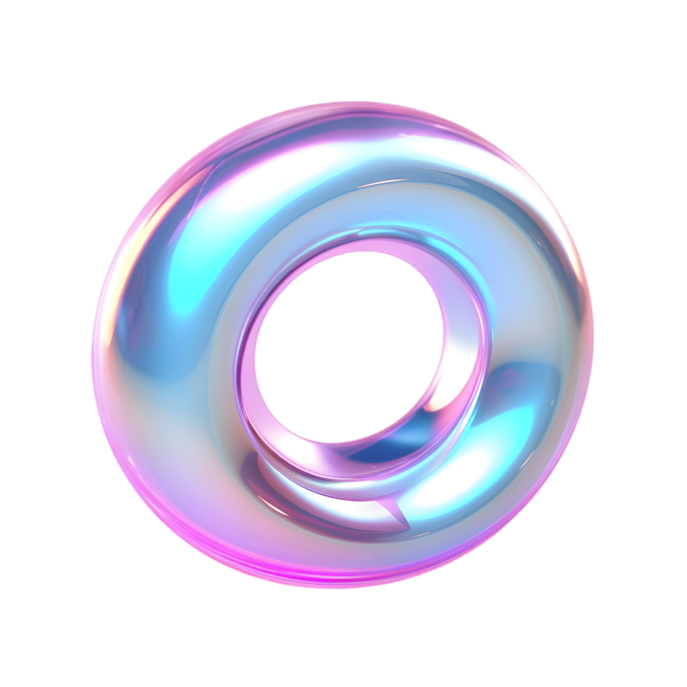 Abstract 3D Render Iridescent Torus png