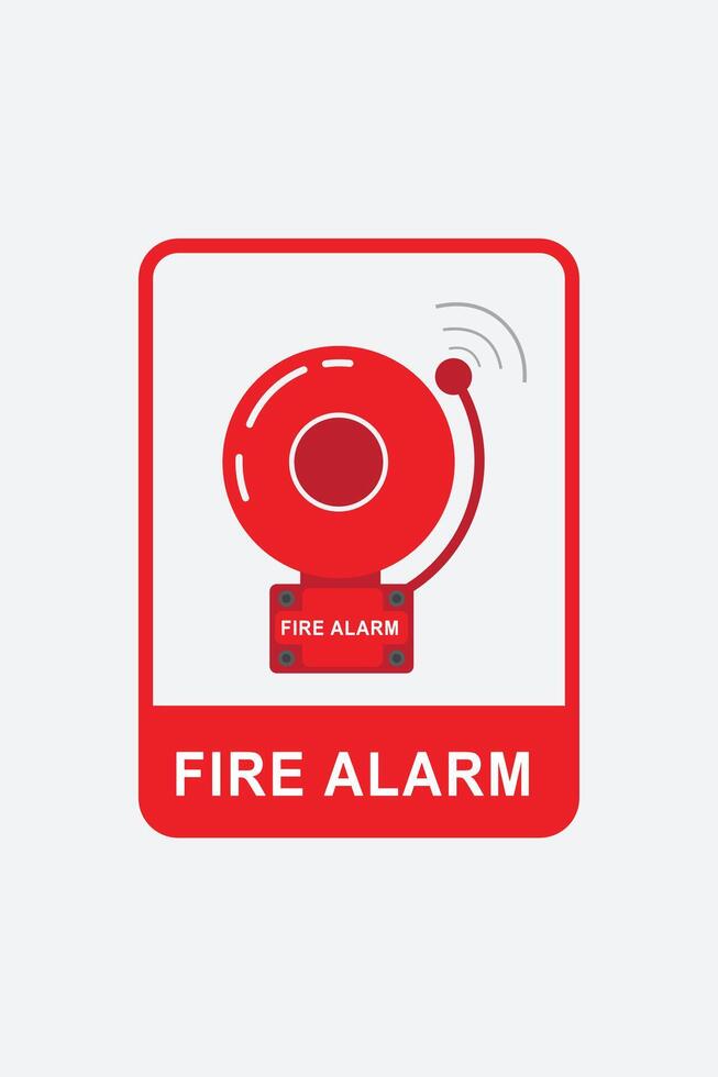 Fire alarm sign system icons set. Red ringing bell vector