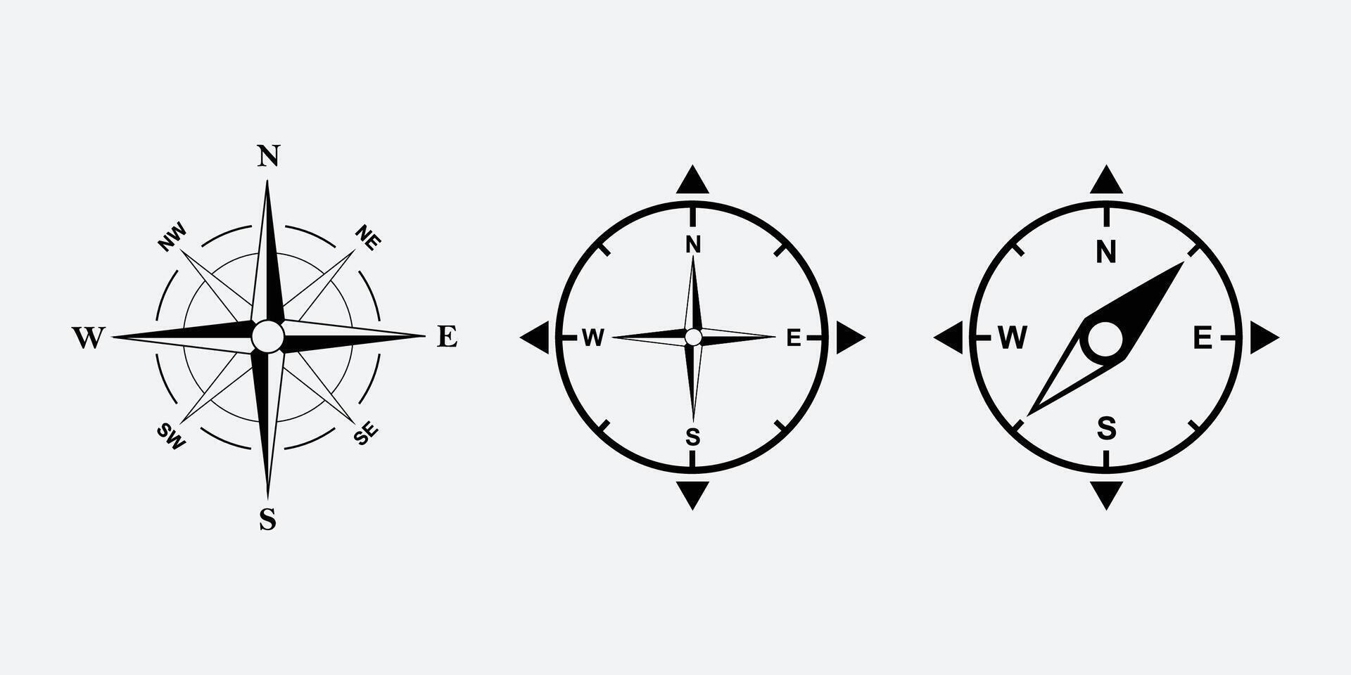 simple compass illustration with clear lines vector