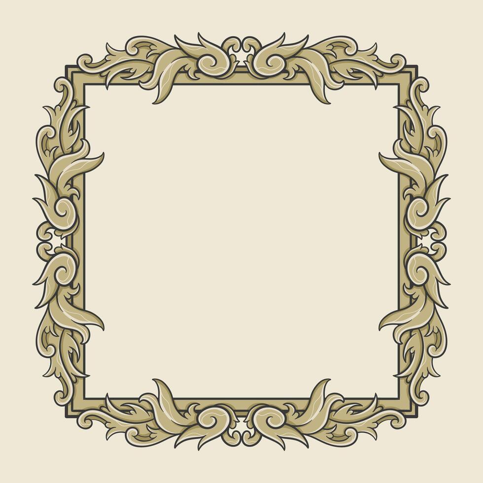 elegant vintage gold frame with a floral design vector