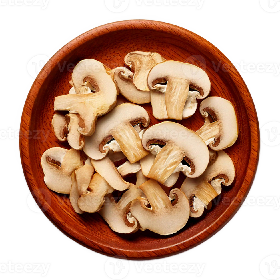 Mushrooms in a wooden bowl png