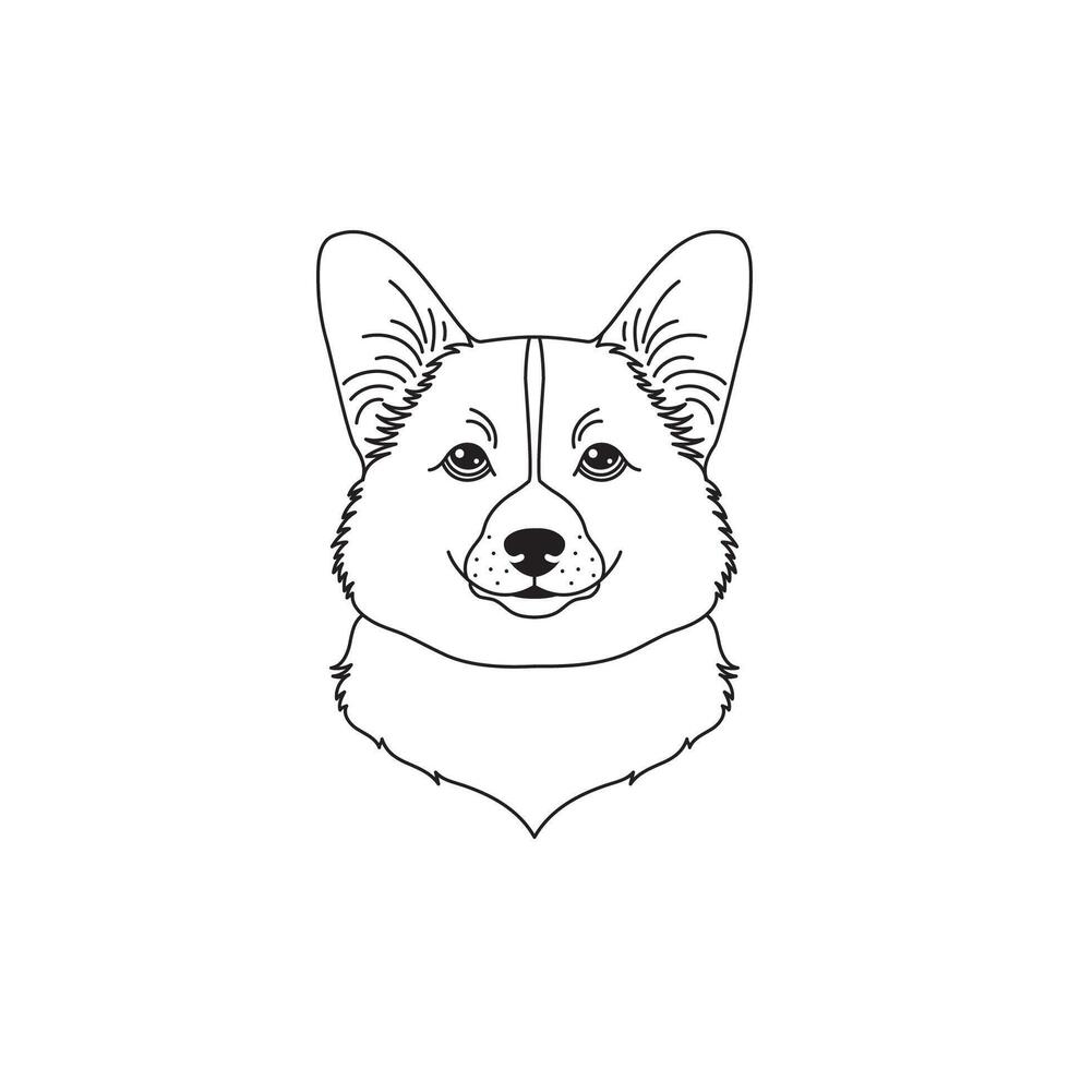 Welsh corgi dog icon in linear flat style on white background. vector