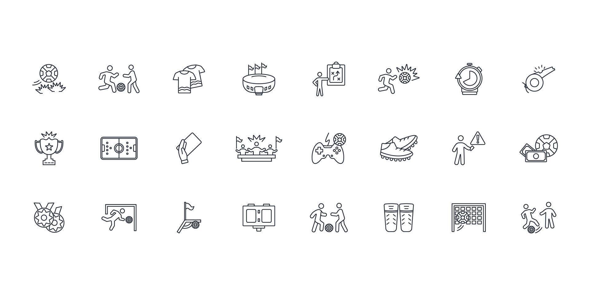 Football and soccer icon set..Editable stroke.linear style sign for use web design,logo.Symbol illustration. vector