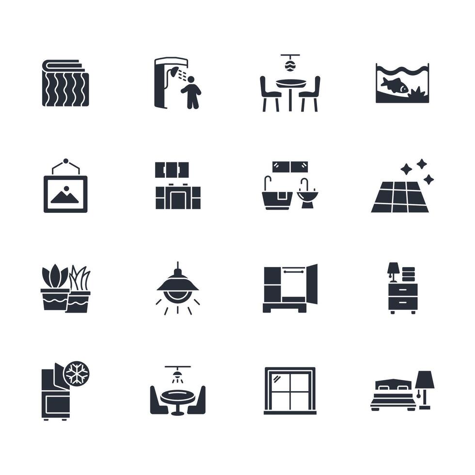 Home interior icon set..Editable stroke.linear style sign for use web design,logo.Symbol illustration. vector