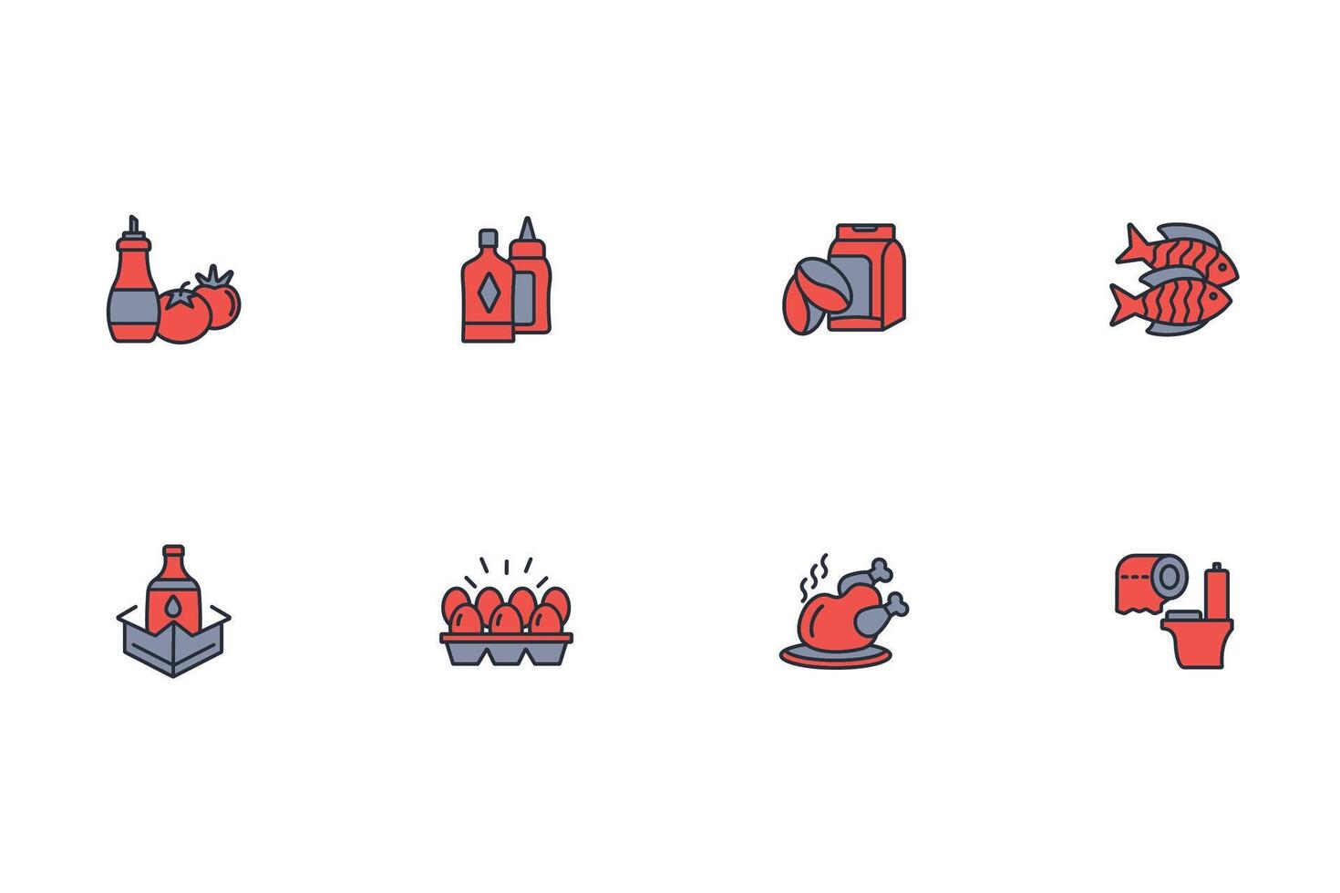 grocery icon set..Editable stroke.linear style sign for use web design,logo.Symbol illustration. vector