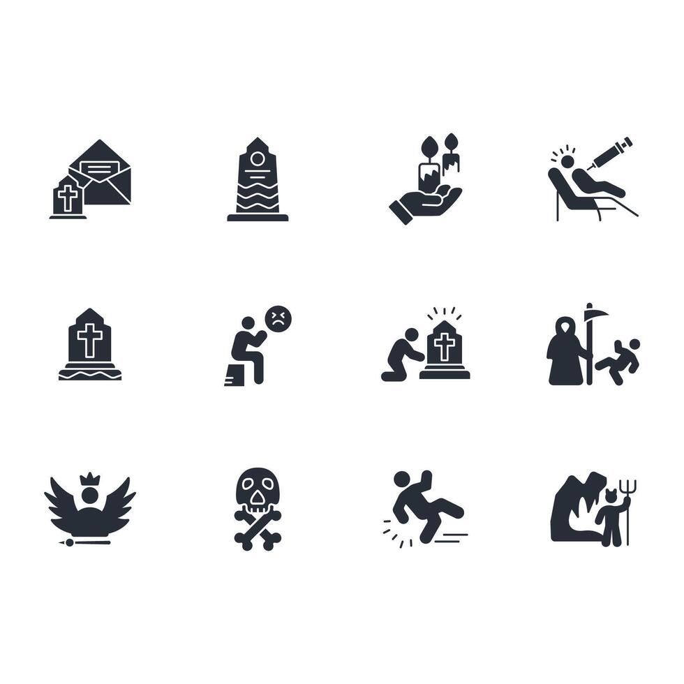 death icon set..Editable stroke.linear style sign for use web design,logo.Symbol illustration. vector