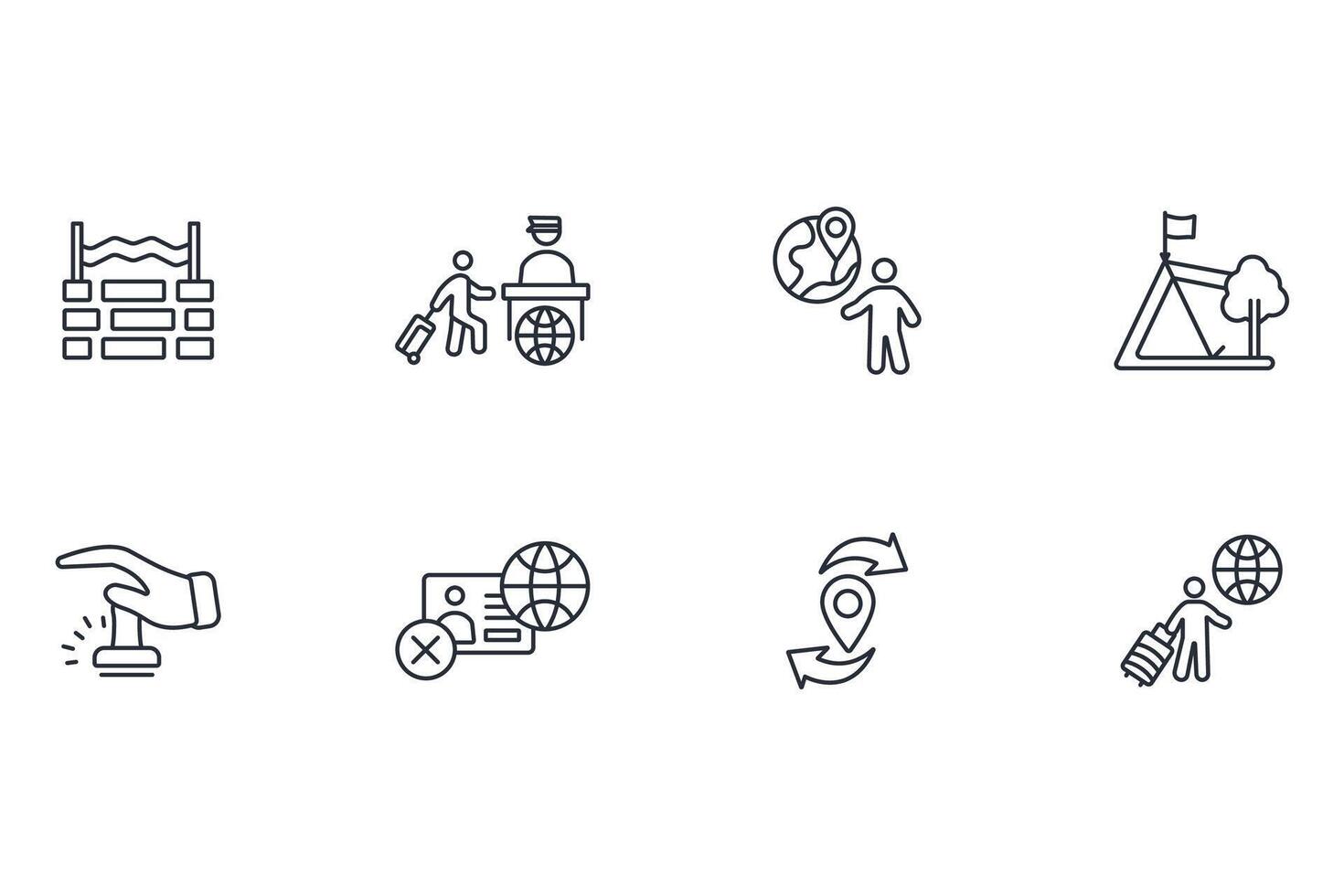migration icon set..Editable stroke.linear style sign for use web design,logo.Symbol illustration. vector