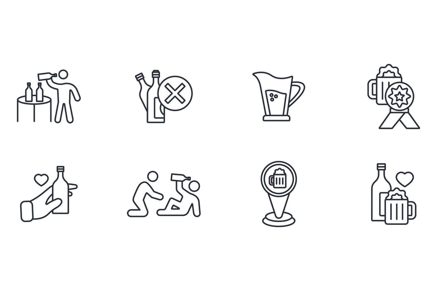 Beer icon set..Editable stroke.linear style sign for use web design,logo.Symbol illustration. vector