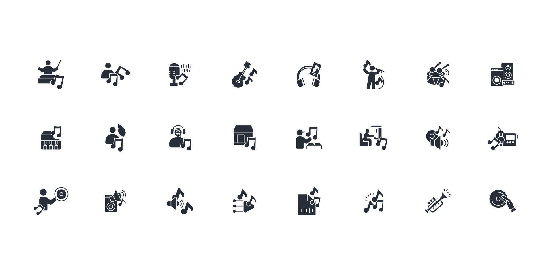 music icon. .Editable stroke.linear style sign for use web design,logo.Symbol illustration. vector