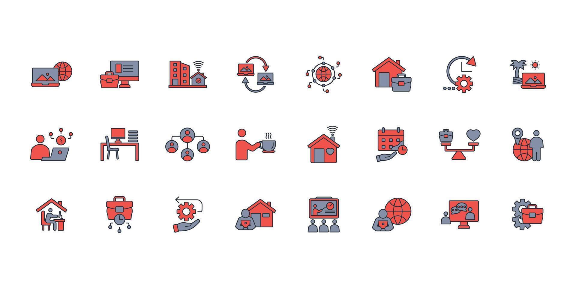 working from home icon set..Editable stroke.linear style sign for use web design,logo.Symbol illustration. vector