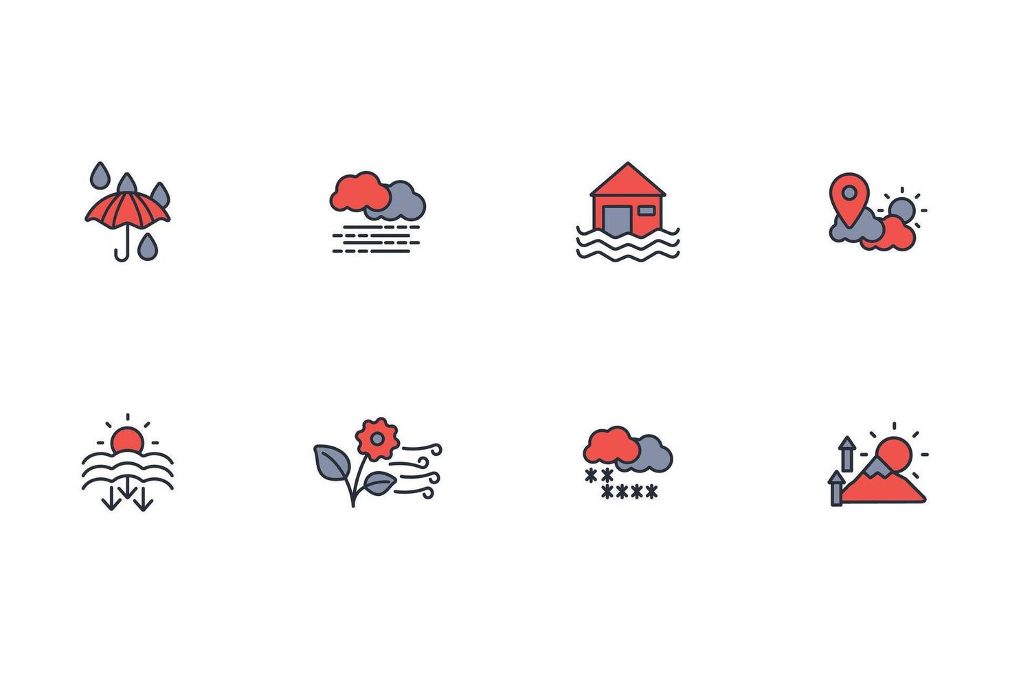 Weather icon set..Editable stroke.linear style sign for use web design,logo.Symbol illustration. vector
