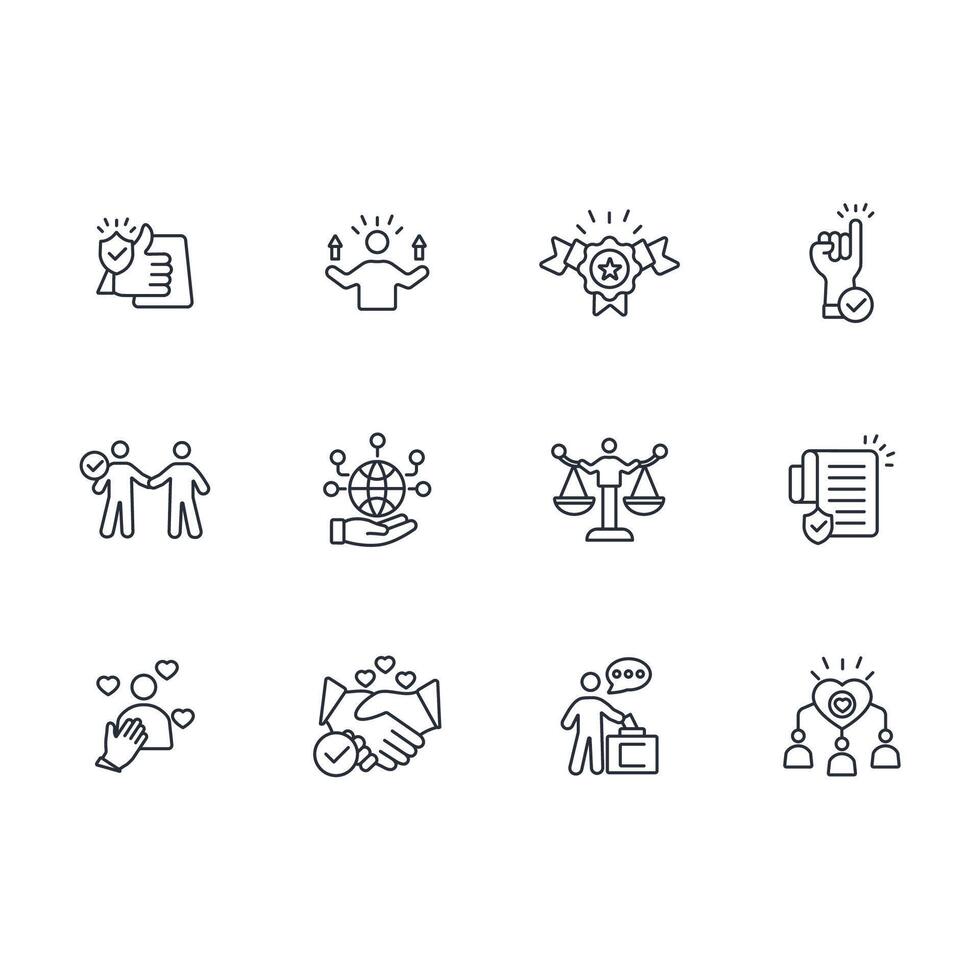 Trust icon set..Editable stroke.linear style sign for use web design,logo.Symbol illustration. vector