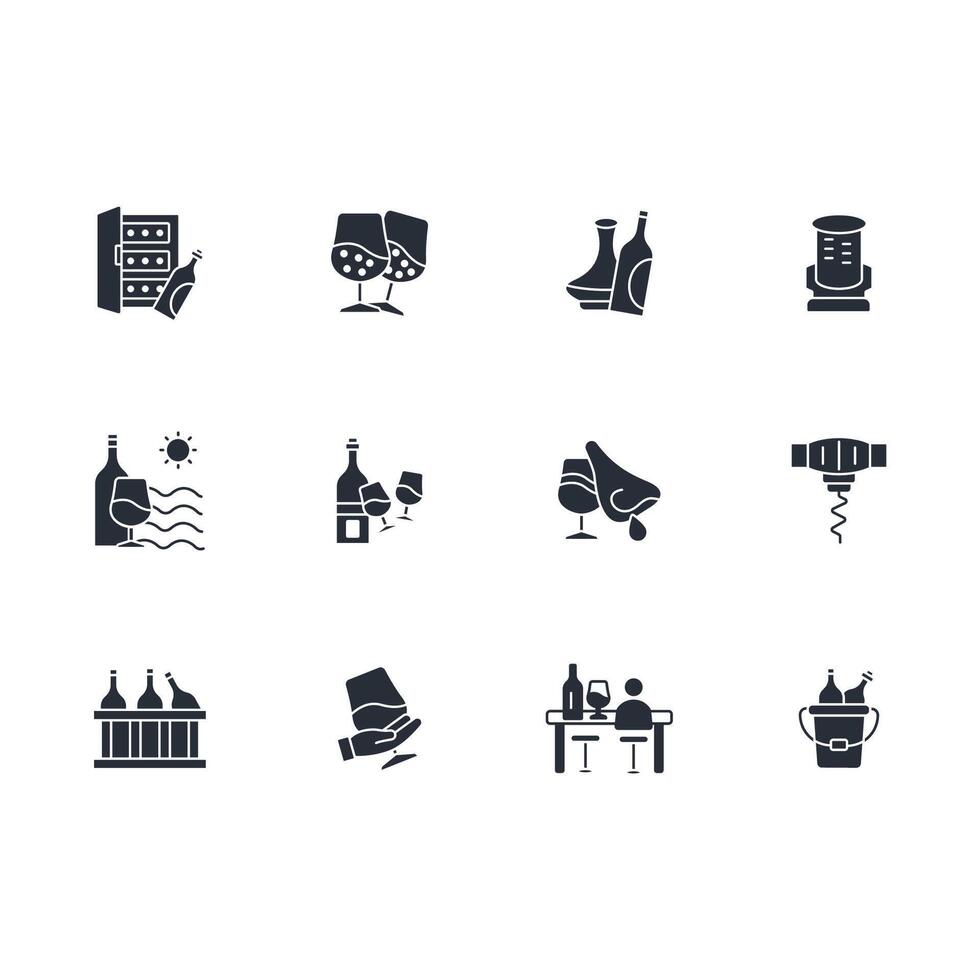 Wine icon set..Editable stroke.linear style sign for use web design,logo.Symbol illustration. vector