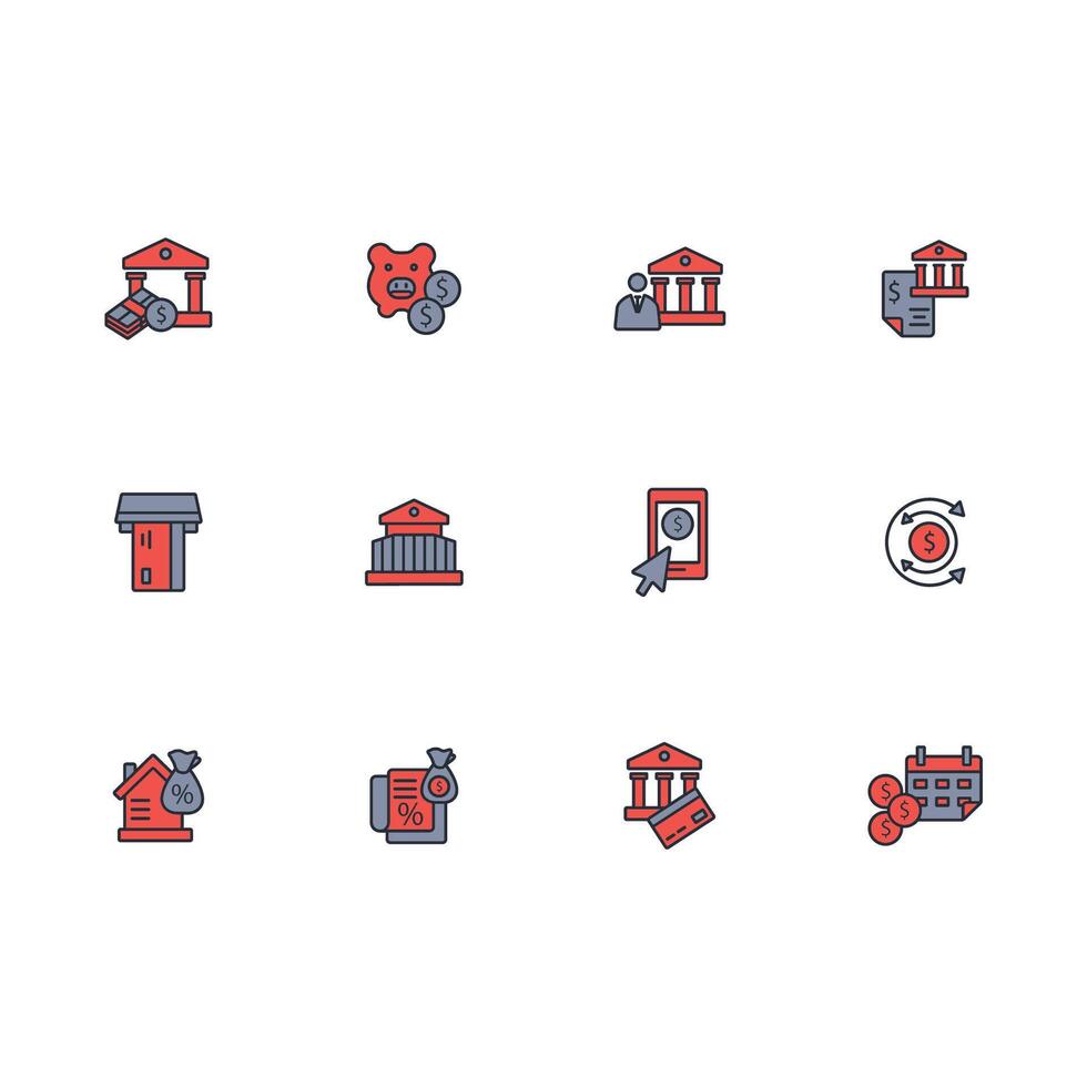 Bank icon set..Editable stroke.linear style sign for use web design,logo.Symbol illustration. vector
