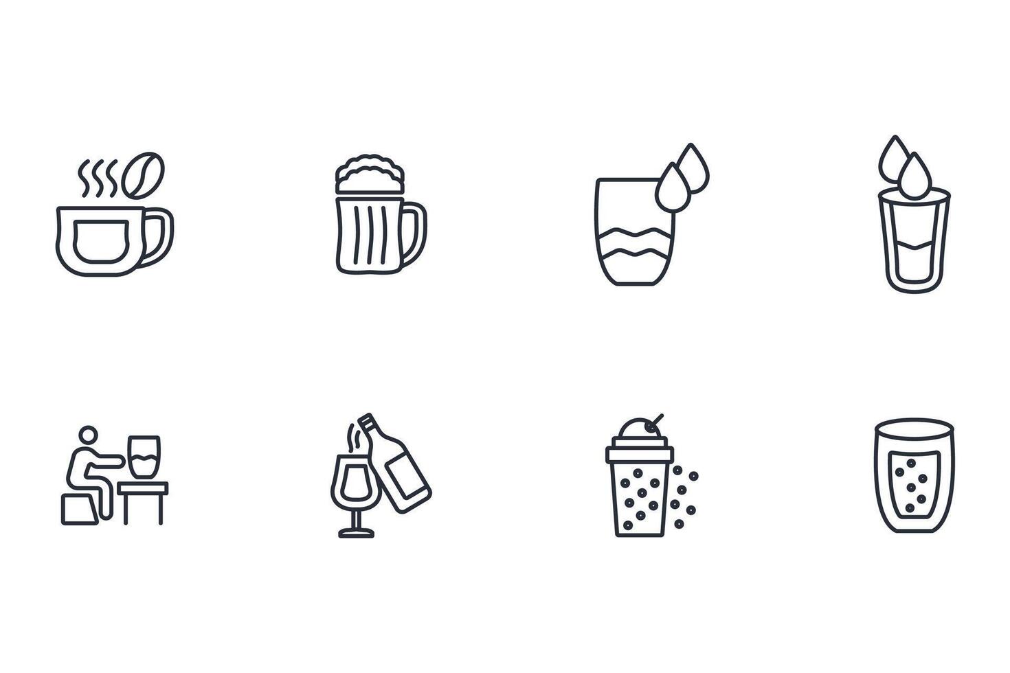 Drinks icon set..Editable stroke.linear style sign for use web design,logo.Symbol illustration. vector