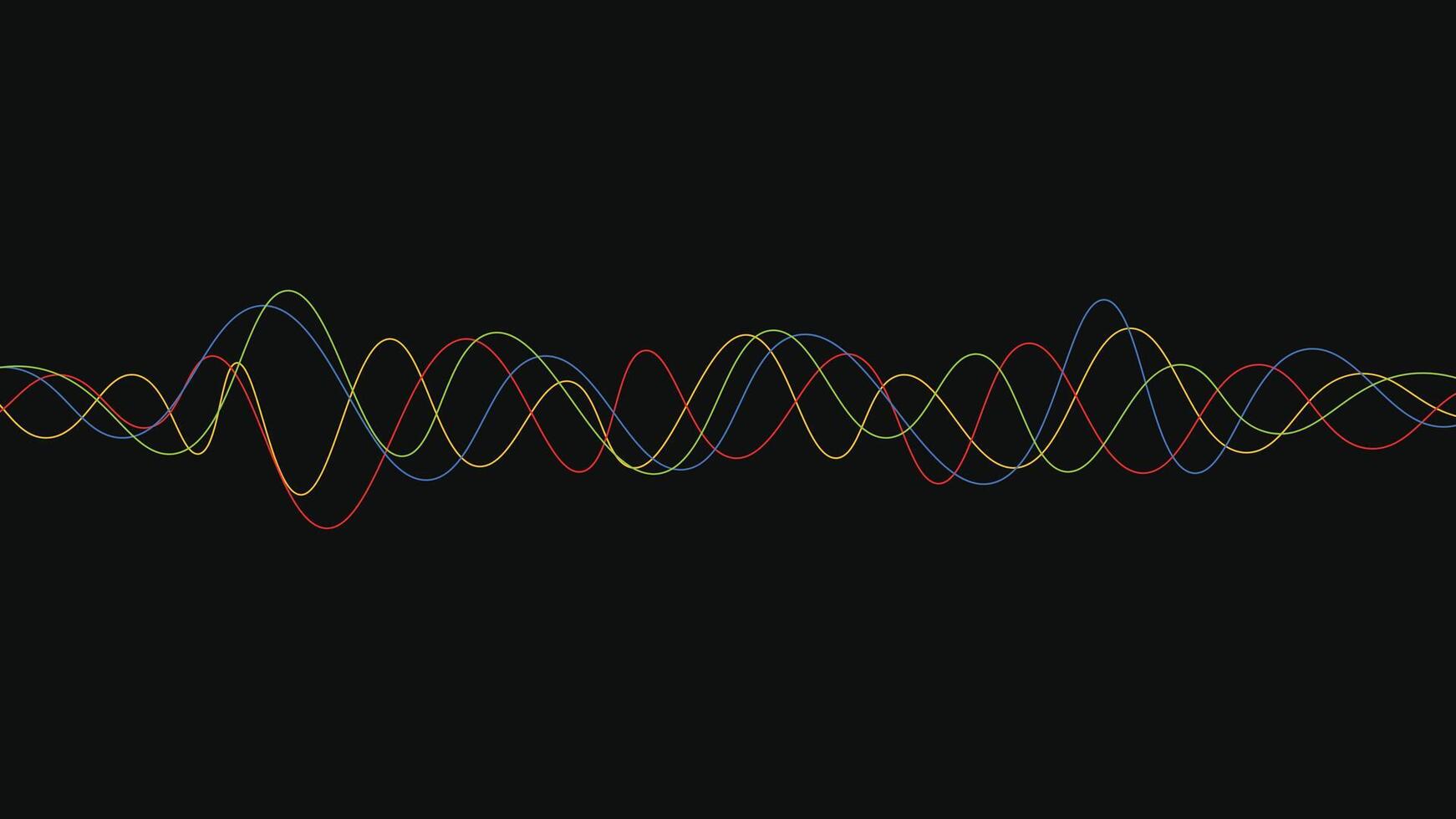 Colorful abstract sound wave on dark background with dynamic motion vector