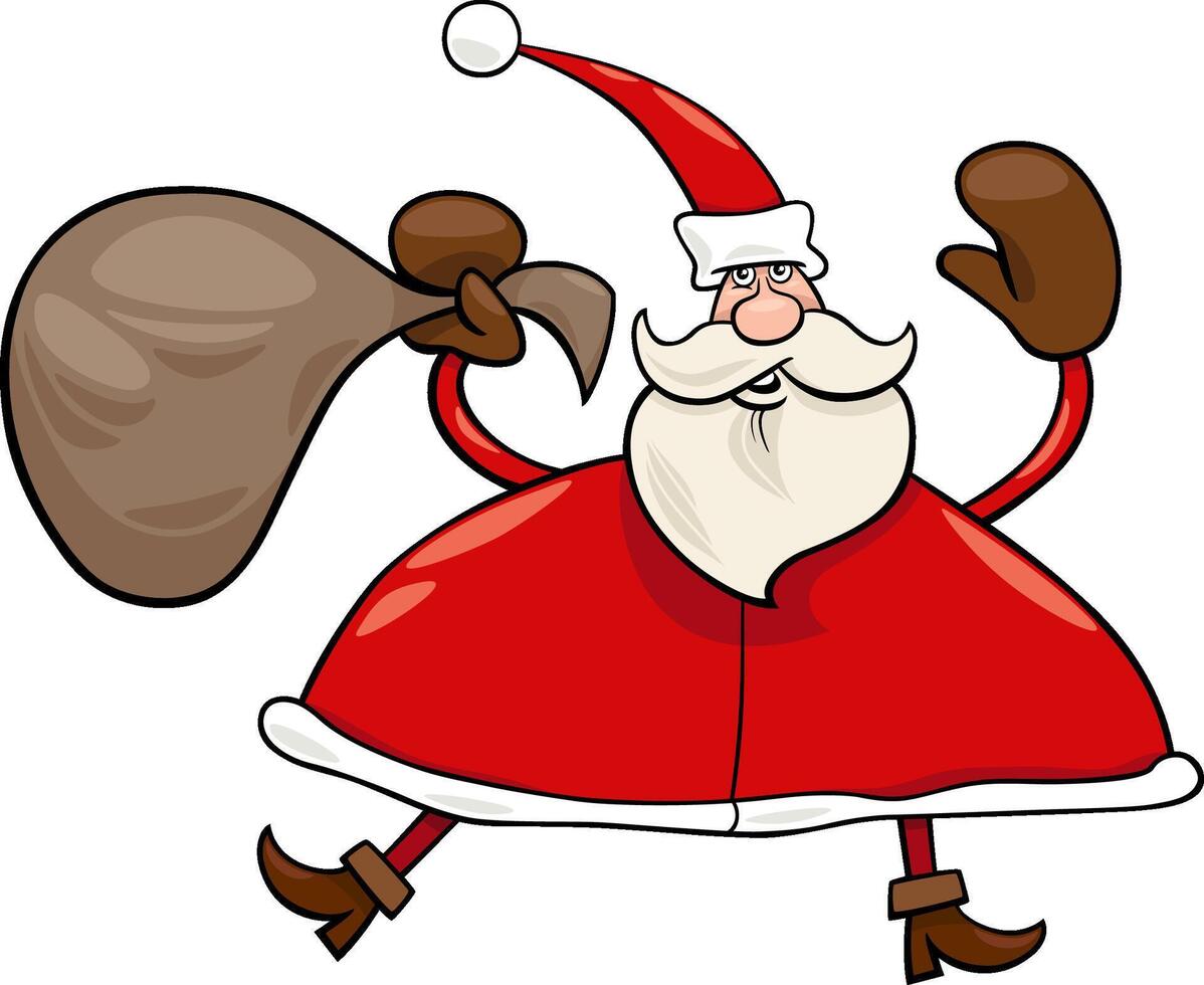 cartoon Santa Claus with sack on Christmas time vector