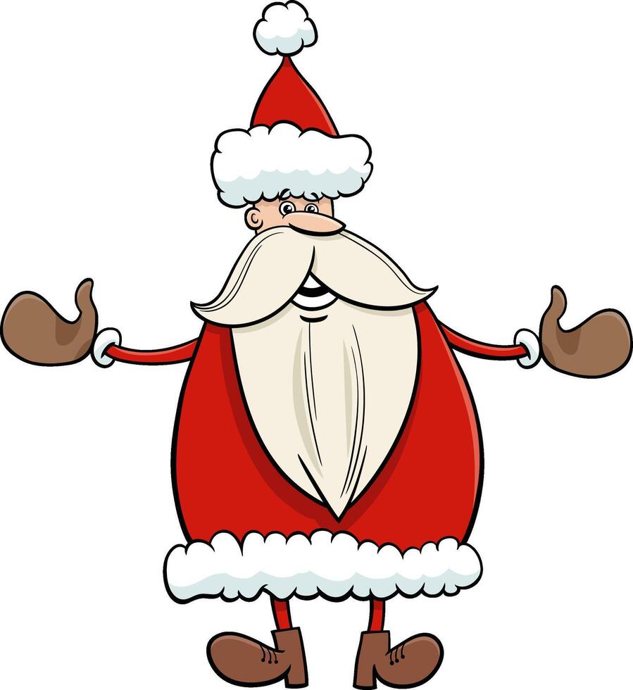 cartoon Santa Claus character with Christmas present vector