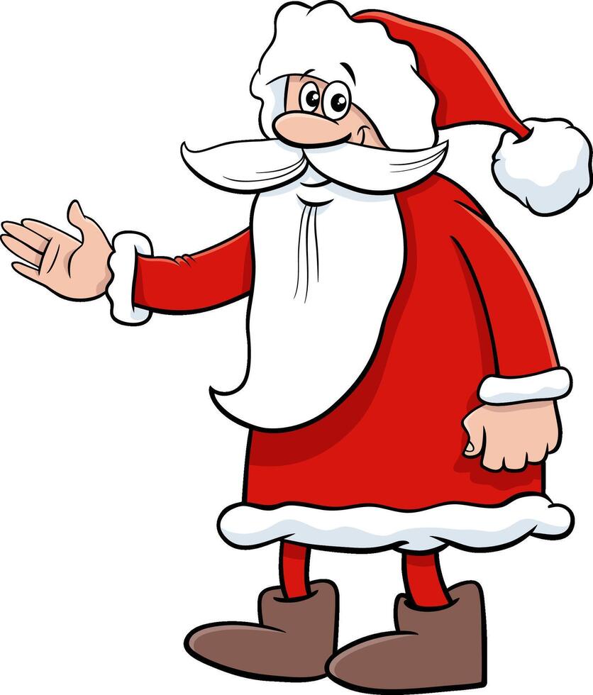 cartoon Santa Claus character with present on Christmas time vector