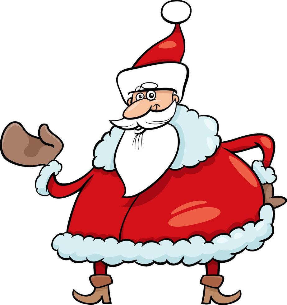 santa with gift cartoon illustration vector