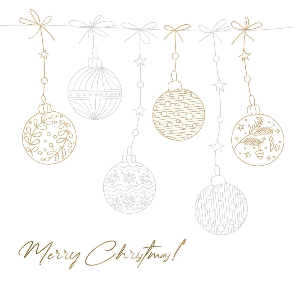 Illustration from a set of Christmas tree balls on a white background in sketch style. Can be used to create cards, invitations, backgrounds, patterns, coloring pages. vector