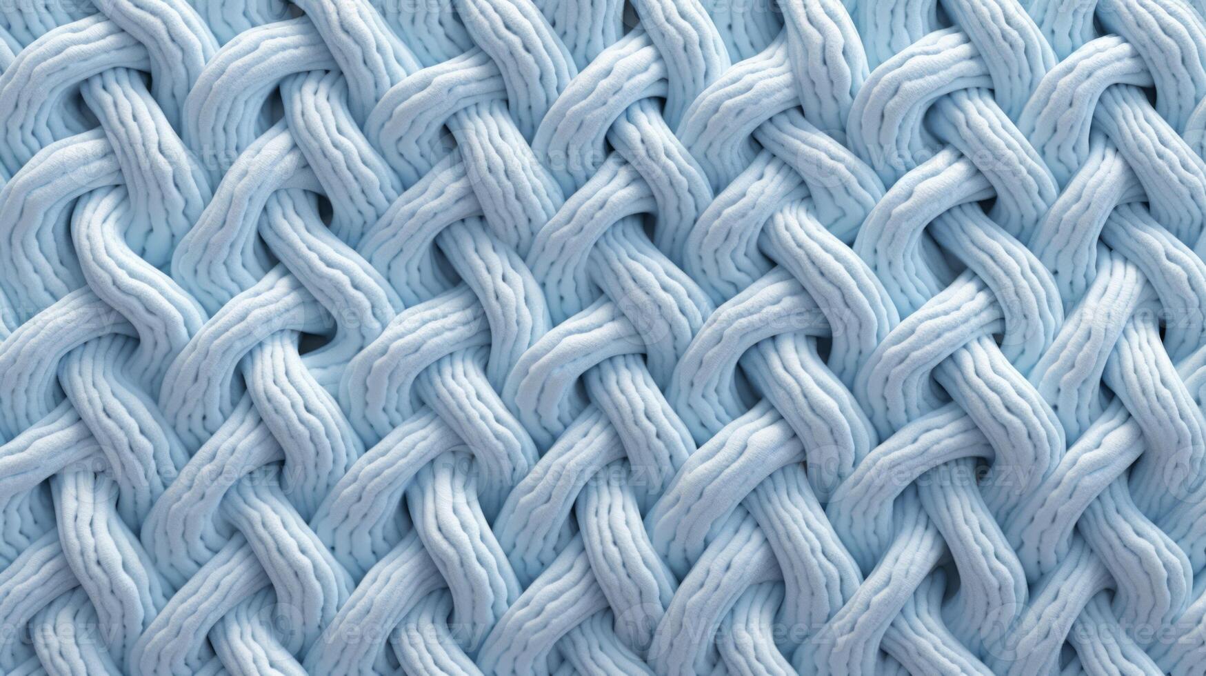 Texture of blue big knit blanket. Large knitting. Neural network photo