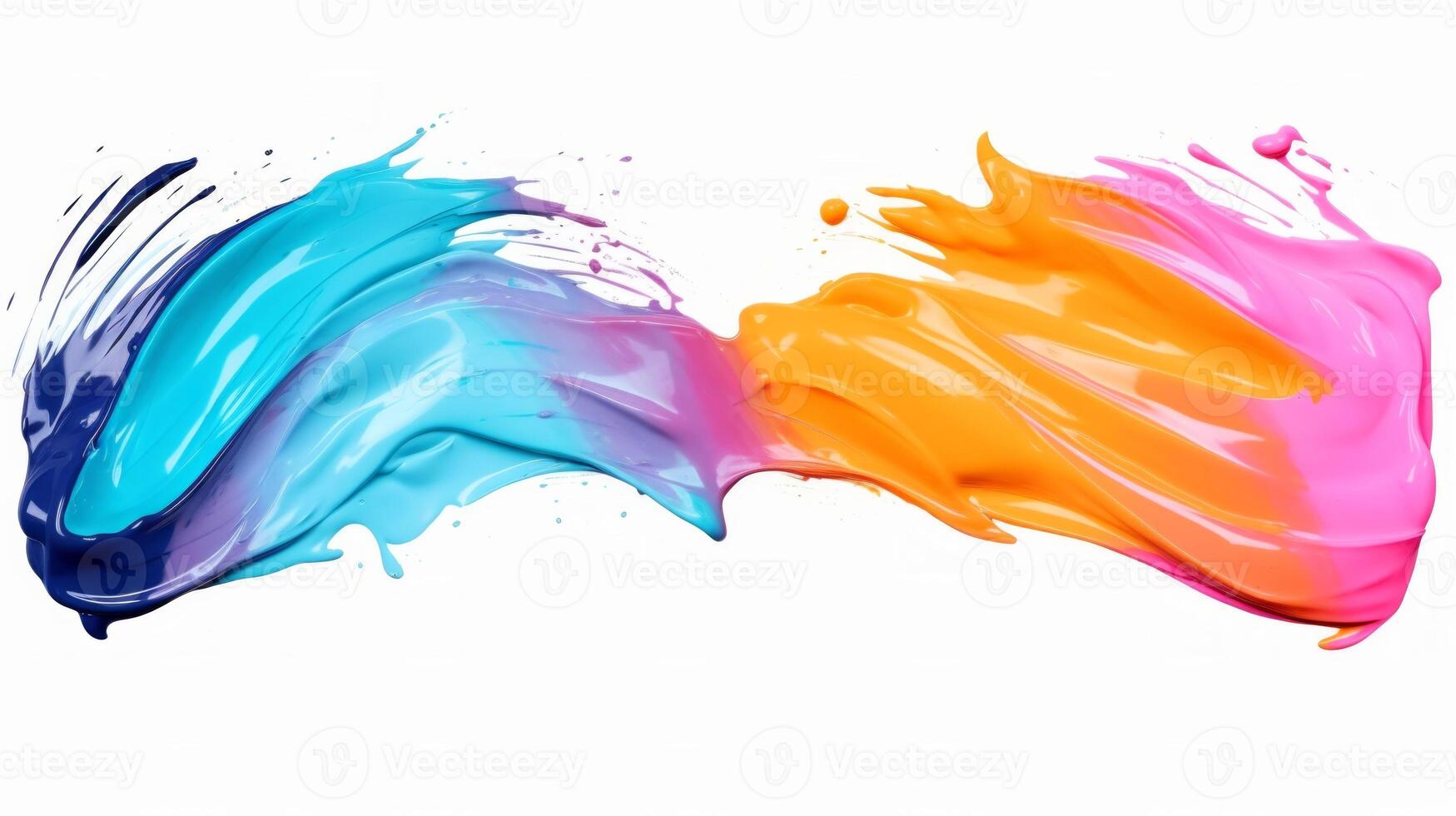 Colored paint strokes on white color background. Neural network photo