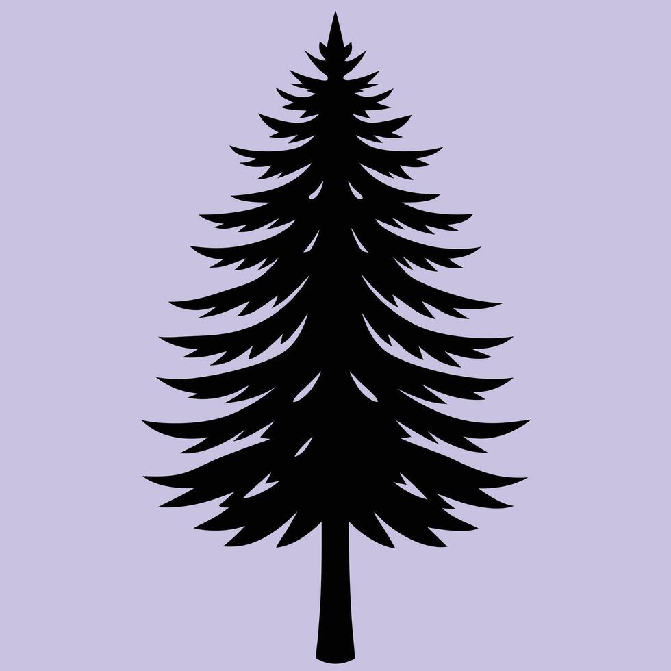 Pine tree silhouette graphic for creative projects, logos, and outdoor-themed visuals. Ideal for digital or print designs. An elegant natural touch to your creative projects. vector