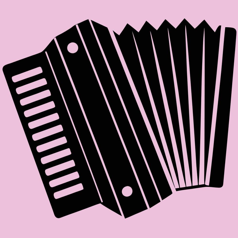 Accordion silhouette graphic for creative and musical projects, logos, and other design. Ideal for digital or print designs. Musical instruments silhouette vector