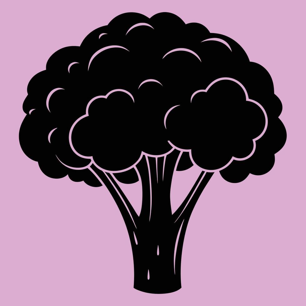 Broccoli silhouette graphic for creative projects, logos, and outdoor-themed visuals. Ideal for digital or print designs. An elegant natural to your creative projects. Vegetable silhouette Design vector