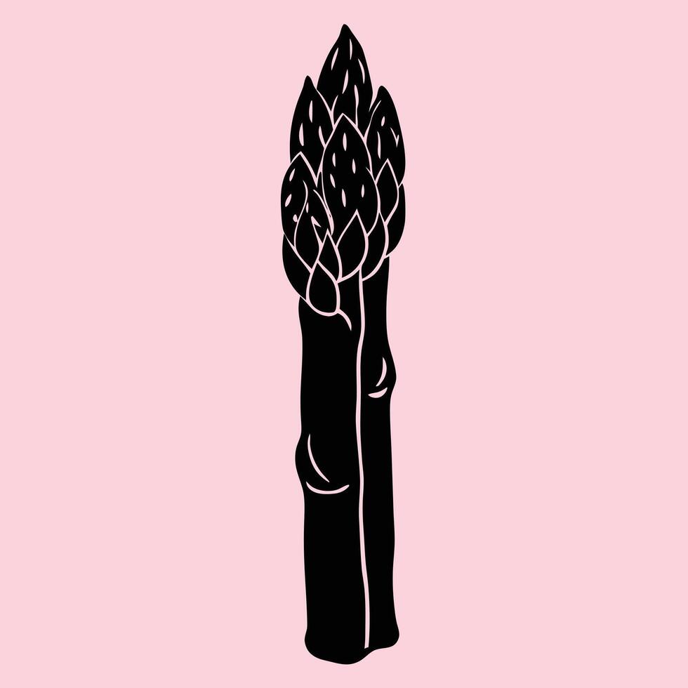 Asparagus silhouette graphic for creative projects, logos, and outdoor-themed visuals. Ideal for digital or print designs. An elegant natural to your creative projects. Vegetable silhouette Design vector