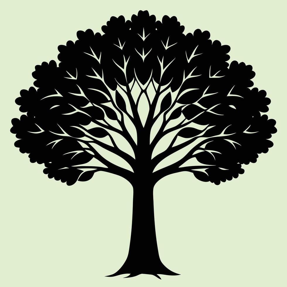 Mahogany tree silhouette graphic for creative projects, logos, and outdoor-themed visuals. Ideal for digital or print designs. An elegant natural touch to your creative projects. vector
