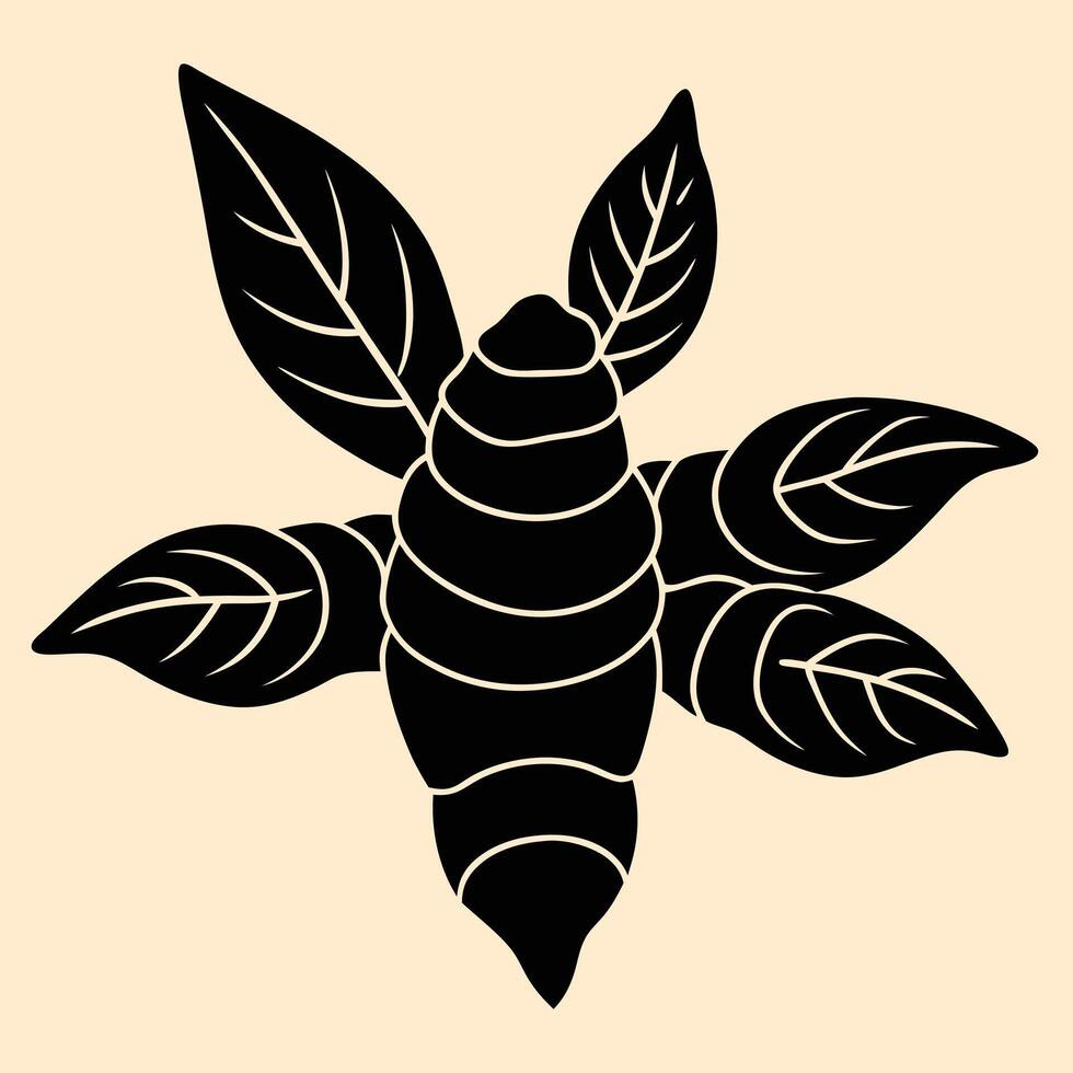 Turmeric silhouette graphic for creative projects, logos, and outdoor-themed visuals. Ideal for digital or print designs. An elegant natural to your creative projects. Vegetable silhouette Design vector