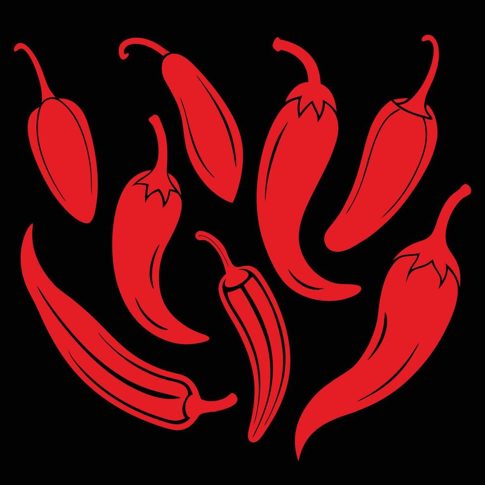 Chilies silhouette graphic for creative projects, logos, and outdoor-themed visuals. Ideal for digital or print designs. An elegant natural to your creative projects. Vegetable silhouette Design vector