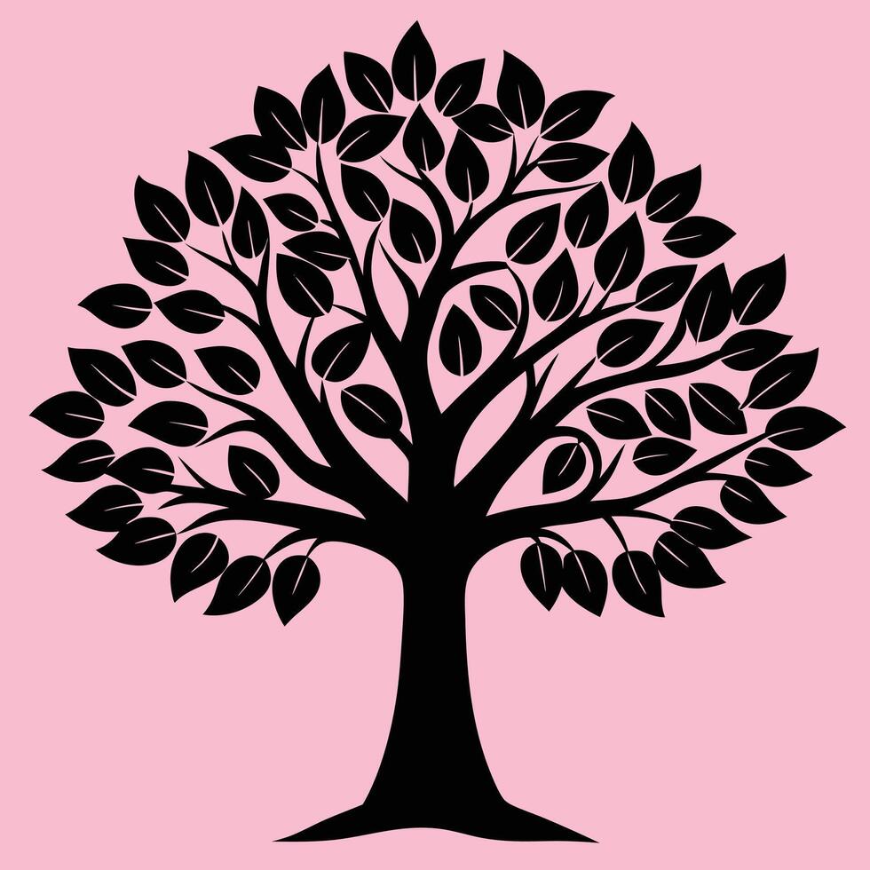 Walnut tree silhouette graphic for creative projects, logos, and outdoor-themed visuals. Ideal for digital or print designs. An elegant natural touch to your creative projects. vector