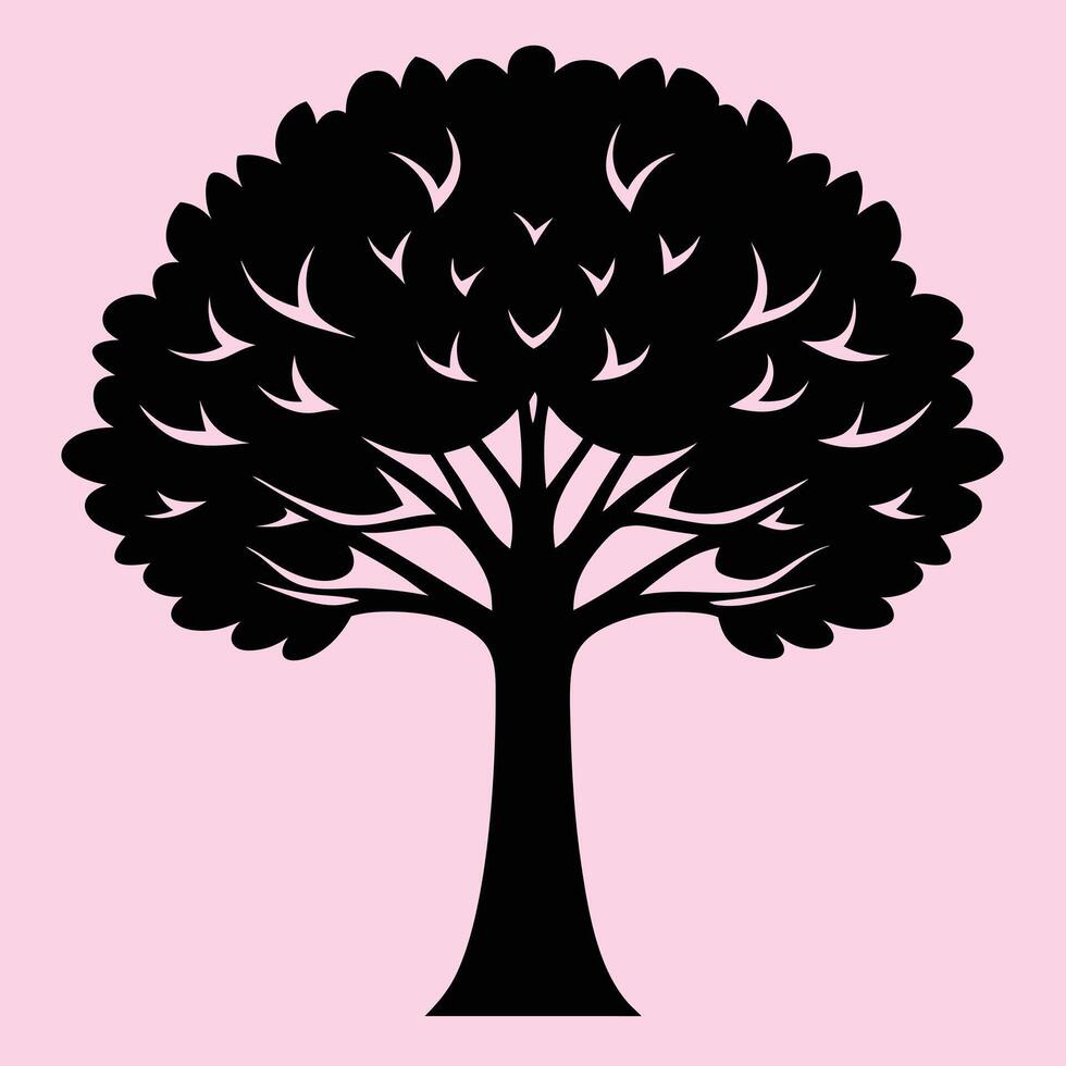 Teak tree silhouette graphic for creative projects, logos, and outdoor-themed visuals. Ideal for digital or print designs. An elegant natural touch to your creative projects. vector