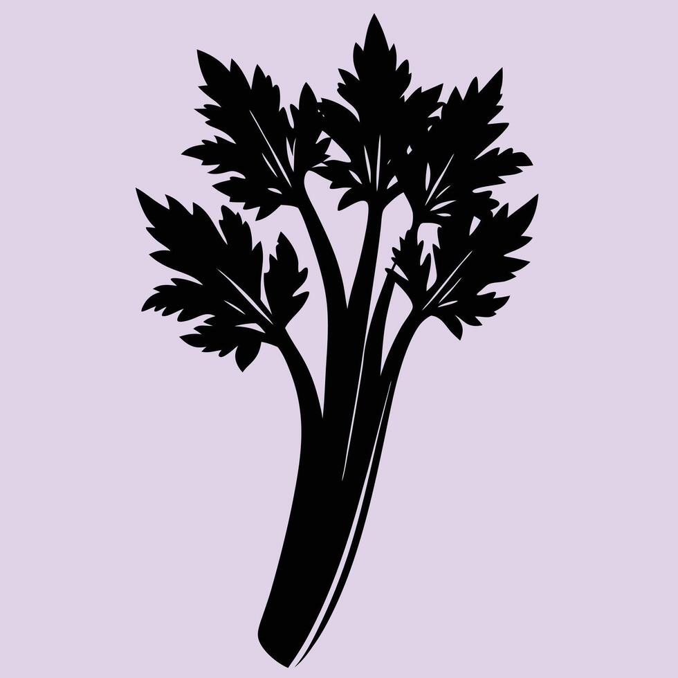 Celery silhouette graphic for creative projects, logos, and outdoor-themed visuals. Ideal for digital or print designs. An elegant natural to your creative projects. Vegetable silhouette Design vector