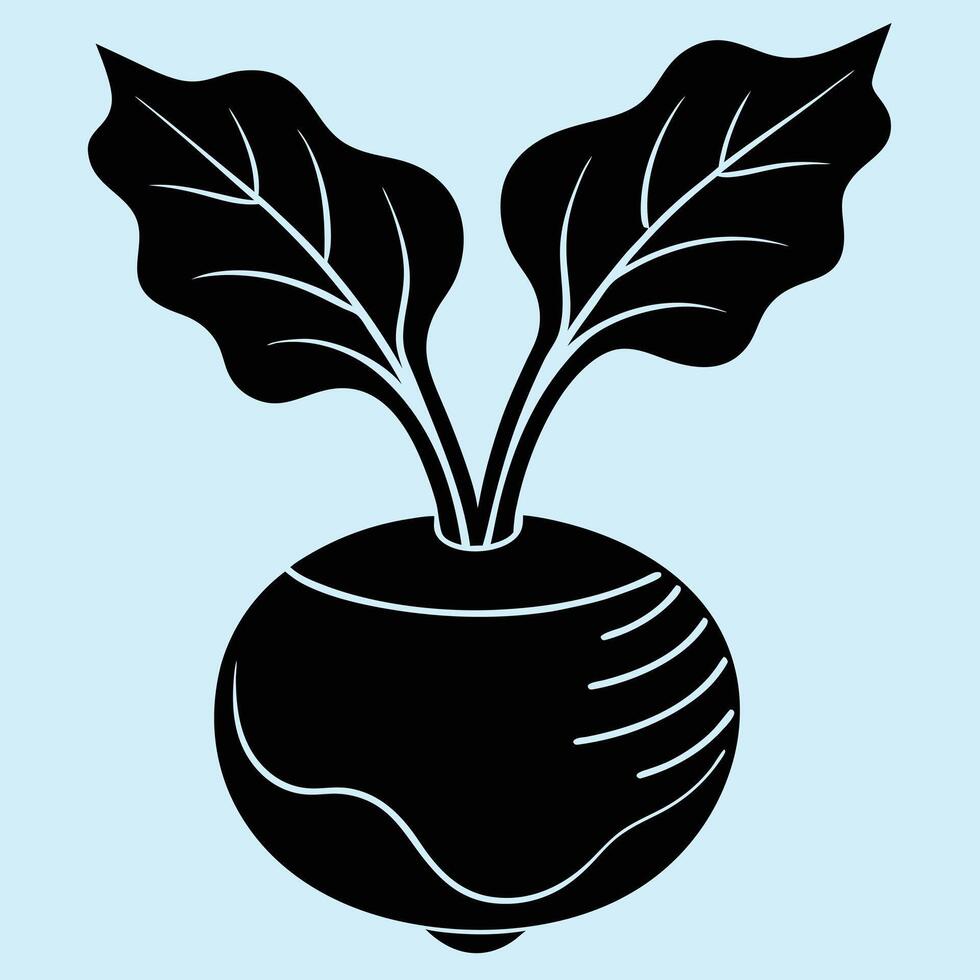 Kohlrabi silhouette graphic for creative projects, logos, and outdoor-themed visuals. Ideal for digital or print designs. An elegant natural to your creative projects. Vegetable silhouette Design vector