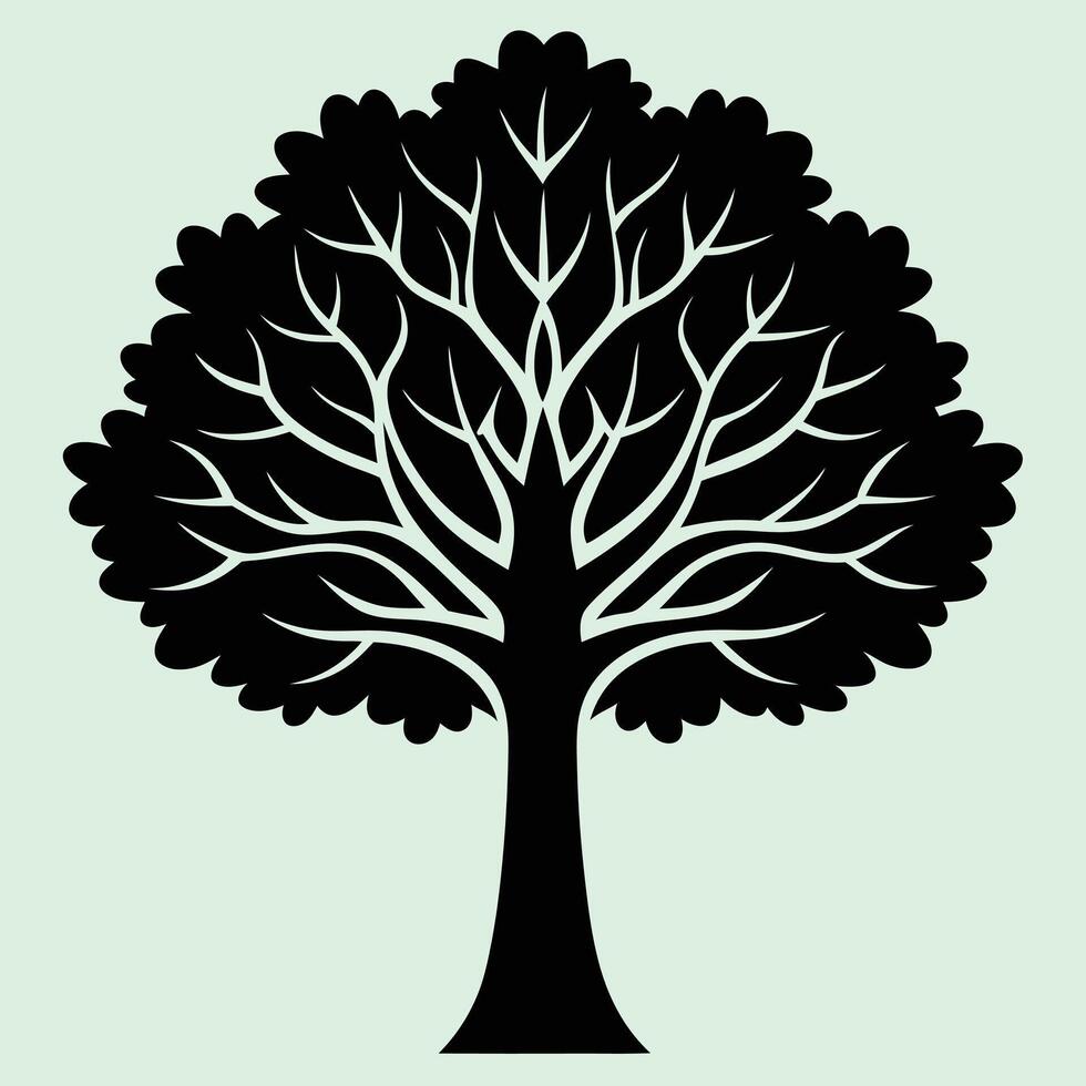Linden tree silhouette graphic for creative projects, logos, and outdoor-themed visuals. Ideal for digital or print designs. An elegant natural touch to your creative projects. vector