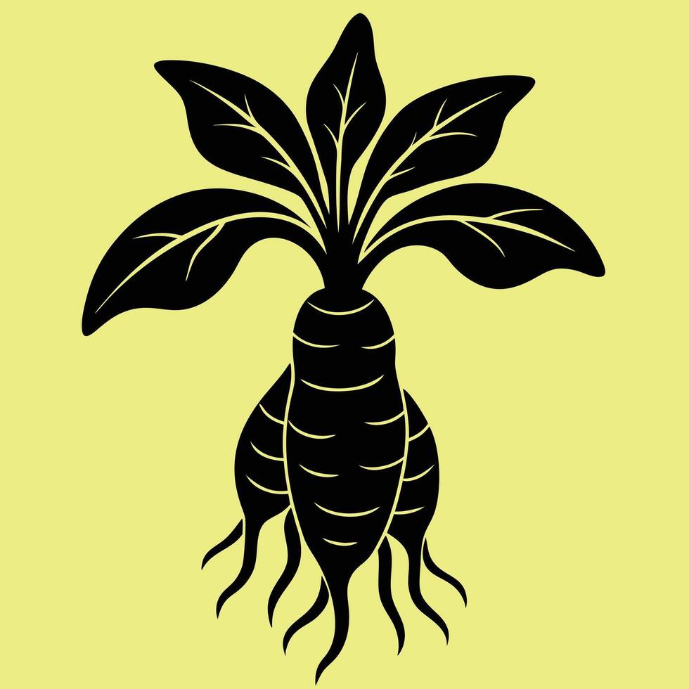 Ginger silhouette graphic for creative projects, logos, and outdoor-themed visuals. Ideal for digital or print designs. An elegant natural to your creative projects. Vegetable silhouette Design vector