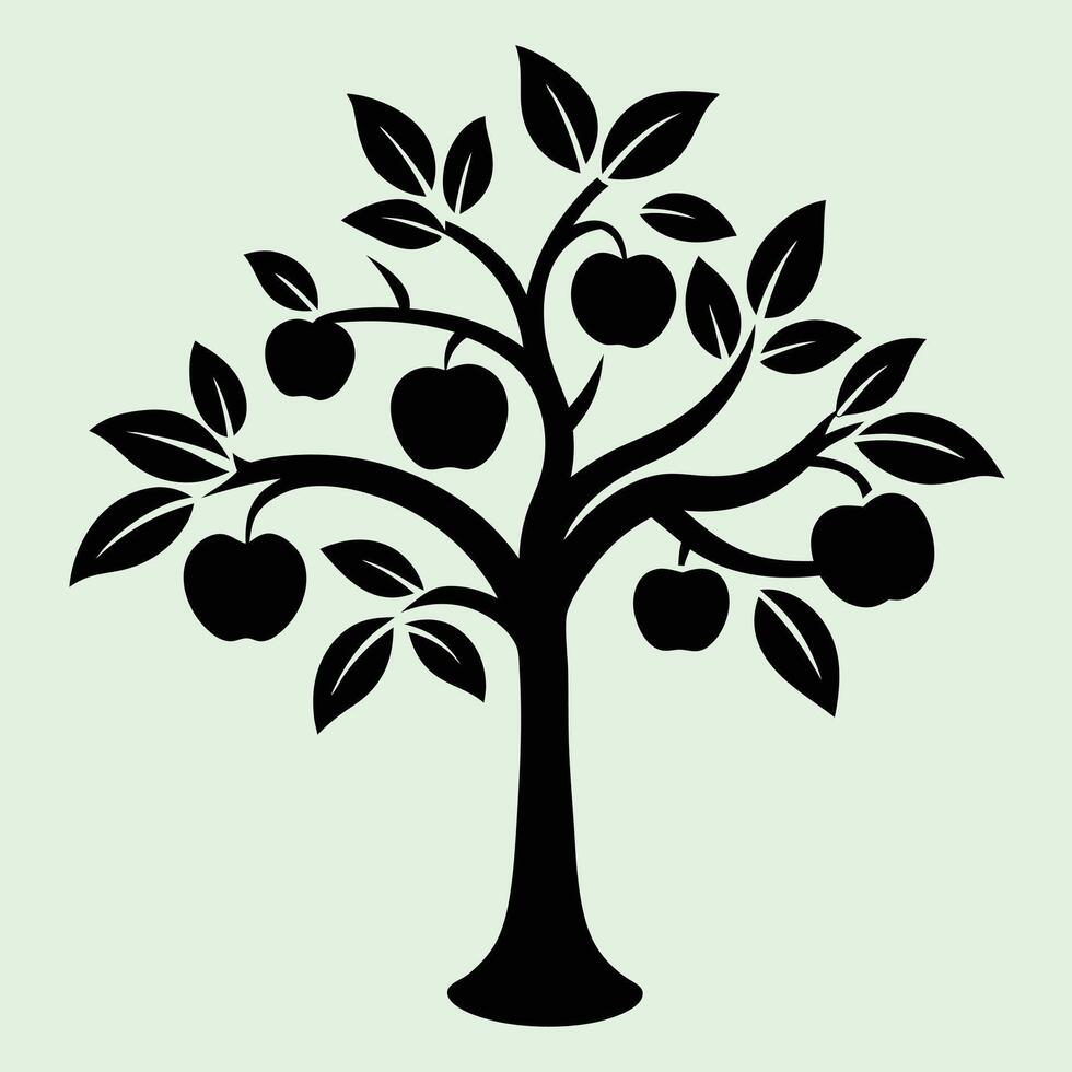 Peach tree silhouette graphic for creative projects, logos, and outdoor-themed visuals. Ideal for digital or print designs. An elegant natural touch to your creative projects. vector