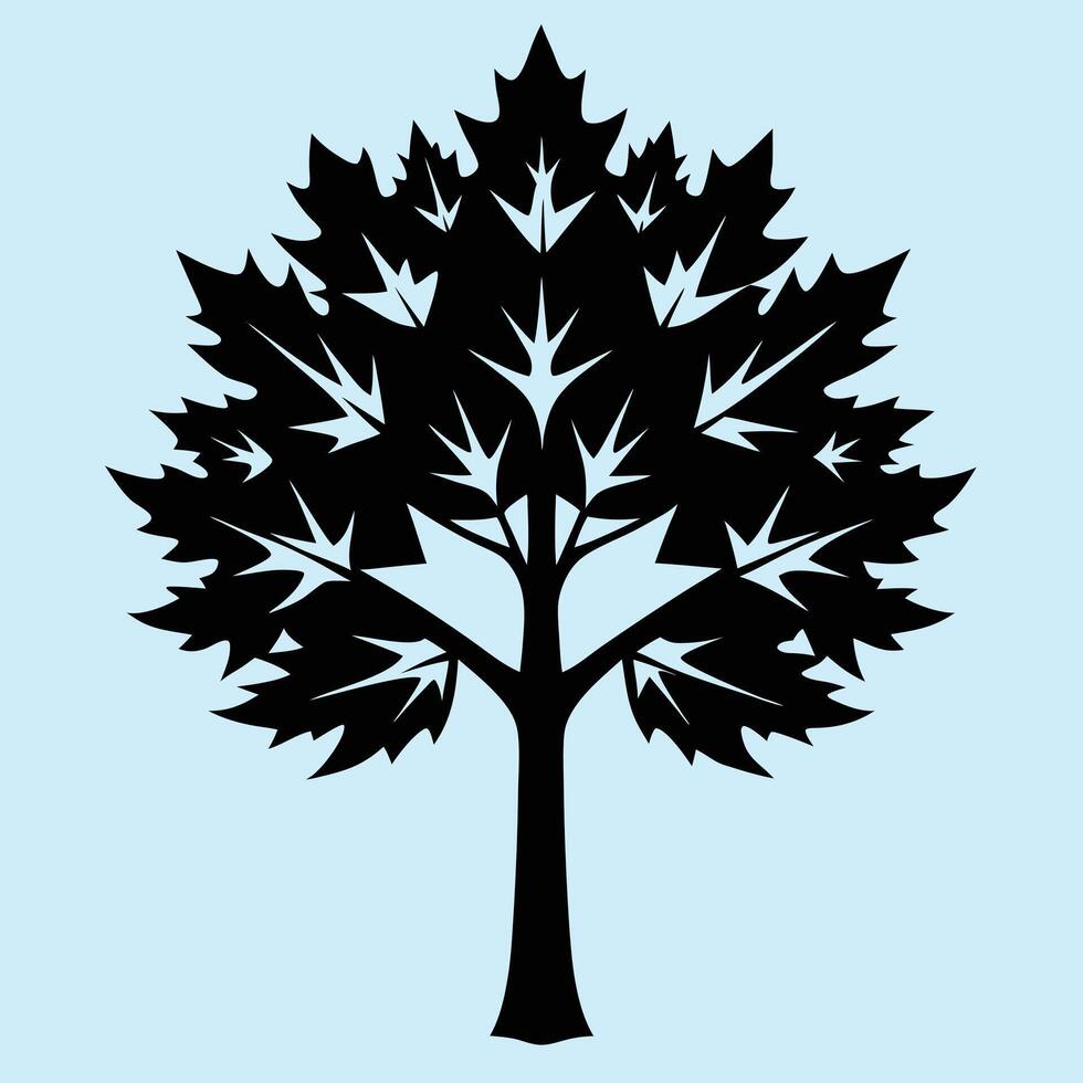 Maple tree silhouette graphic for creative projects, logos, and outdoor-themed visuals. Ideal for digital or print designs. An elegant natural touch to your creative projects. vector