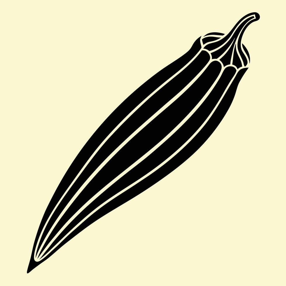 Okra silhouette graphic for creative projects, logos, and outdoor-themed visuals. Ideal for digital or print designs. An elegant natural to your creative projects. Vegetable silhouette Design vector