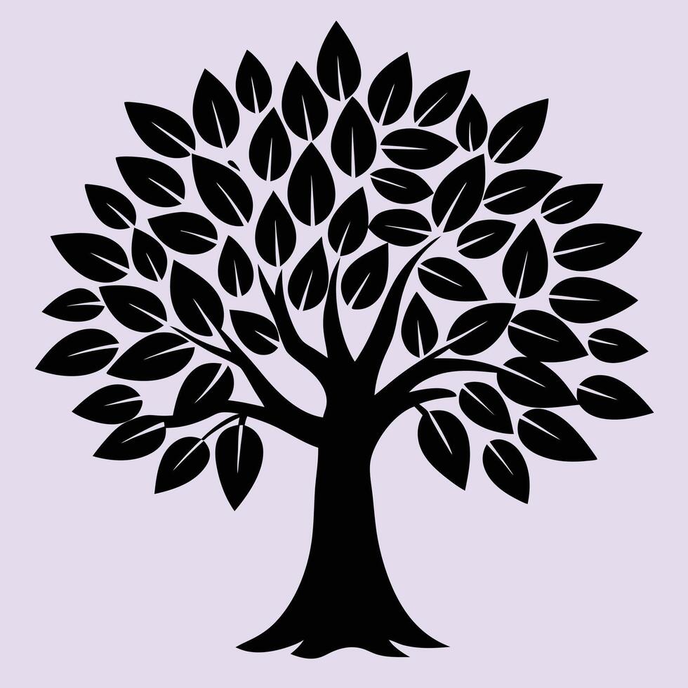 Pecan tree silhouette graphic for creative projects, logos, and outdoor-themed visuals. Ideal for digital or print designs. An elegant natural touch to your creative projects. vector