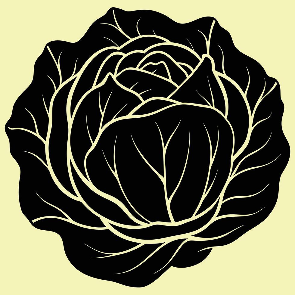 Cabbage silhouette graphic for creative projects, logos, and outdoor-themed visuals. Ideal for digital or print designs. An elegant natural to your creative projects. Vegetable silhouette Design vector