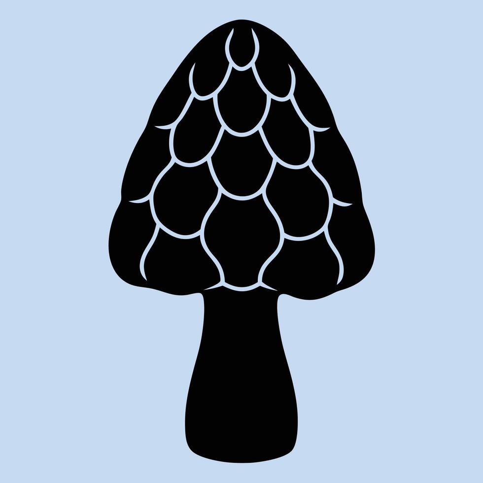Morels mushroom silhouette graphic for creative projects, logos, and outdoor-themed visuals. Ideal for digital or print designs. An elegant natural to your creative projects. Vegetable silhouette vector